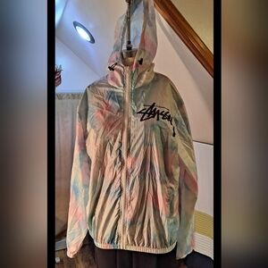 RAD STUSSY HOODED PASTEL SHEER ZIP UP WINDBREAKER XL uni sex